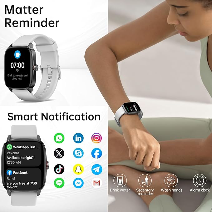 Smart Watches for Women Men with Bluetooth Call & AI Voice, 1.85" HD Fitness Tracker with Heart Rate SpO2 Sleep Monitor, 100+ Sports Modes,Mini Games, IP68 Waterproof Smartwatch for Android iOS Phones