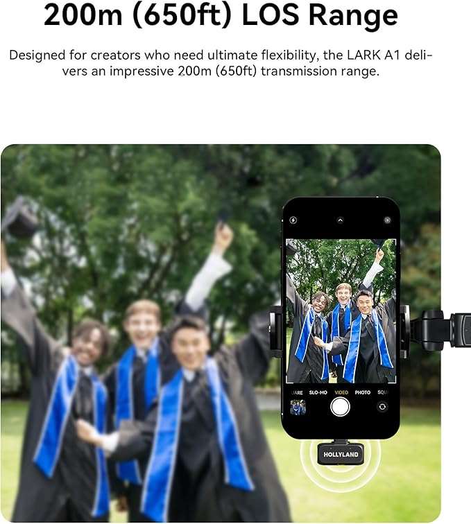 Hollyland Lark A1 Wireless Mini Microphone for iPhone & Android, 48kHz/24-bit, 3-Level Intelligent Noise Cancel, Microphone for YouTube, Podcast, Vlogging (Pink, 2TX + 2RX + Charging Case)