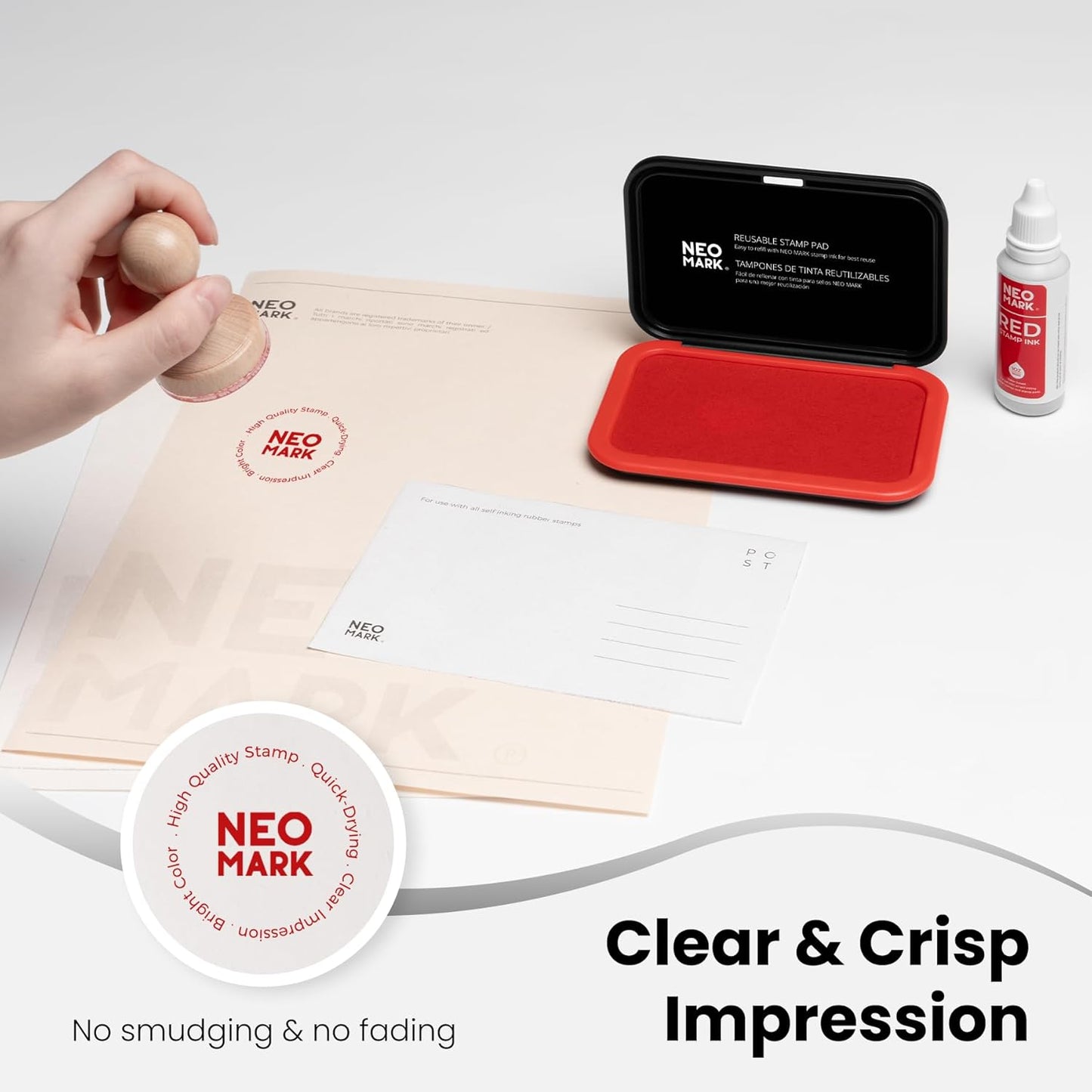 Medium Stamp Pad -2.8"x 4.4", Magnetic Lid, Premium Quality Felt Stamp Pad (Red)