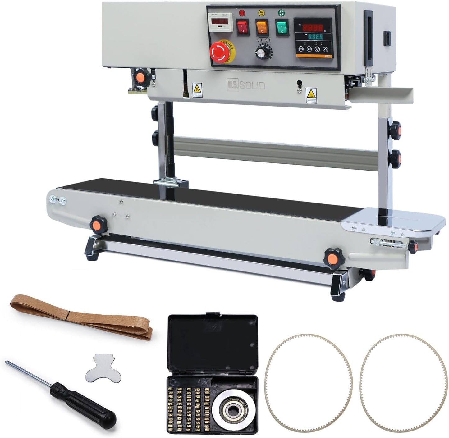 U.S. Solid Vertical Automatic Continuous Sealing Machine with Digital Temperature Control, Vertical Band Sealer for 0.02-0.8mm PVC Bag Films Stamp Coding 110V/60HZ