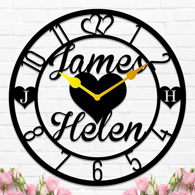 Personalized Metal Clock Sign, Custom Metal Clock,Personalized Gift, Black Gold and Silver Color Options, Housewarming Gift, Living Room Decor