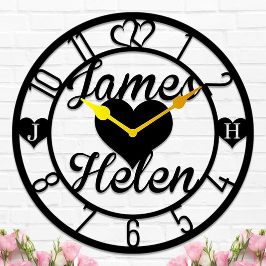 Personalized Metal Clock Sign, Custom Metal Clock,Personalized Gift, Black Gold and Silver Color Options, Housewarming Gift, Living Room Decor