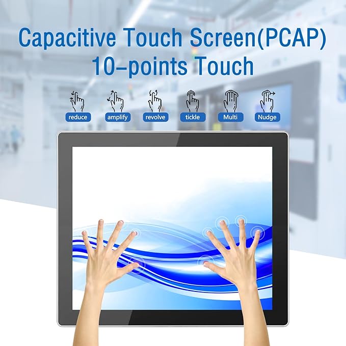 GreenTouch 12.1 Inch Front IP65 Panel Rugged Metal Case Display Touch Screen Industrial Grade Open Frame LCD Monitor - 1024 * 768 - Silver