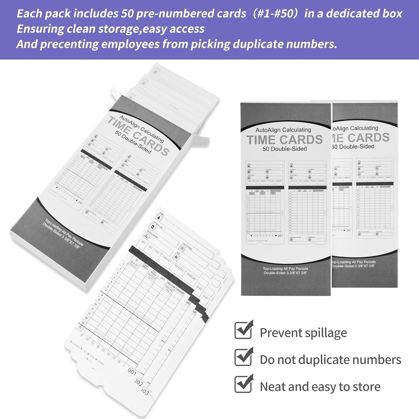 100 Time Cards for HN4000 AutoAlign Calculating Time Clocks