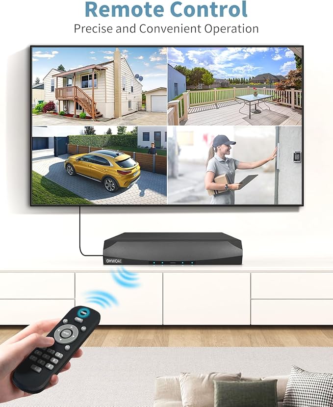 OHWOAI 《130°Wide Angle & 2-Way Audio 》4K Outdoor Wired Security Camera System,360 Degrees Security PTZ IP Cameras,Surveillance Video Equipment, Surveillance DVR Kits