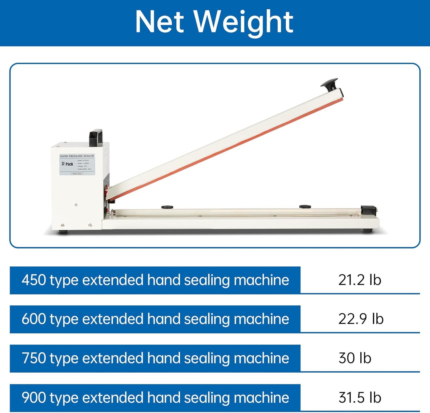 Impulse Heat Sealer with Seal bar, Heavy-Duty Bag Sealing & Cutting Machine, 8mm Sealing Width, 1 Extra Replacement (white, 30 inch)