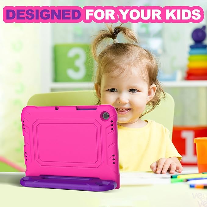 YIHE Kids Case for Samsung Galaxy Tab A11 Plus 2025 & A9 Plus 2023 11 Inch, Shockproof Handle Stand Cover with Built-in Screen Protector, Pink&Purple