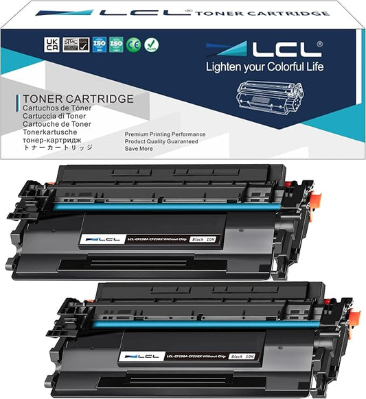 LCL CF258X 58X Toner Cartridge Black High Yield Replacement for HP 58X CF258X 58A CF258A Toner for HP Laserjet Pro M304 M404n M404dn M404dw and MFP M428fdw M428fdn M428dw Printer (2-Pack, NO Chip)