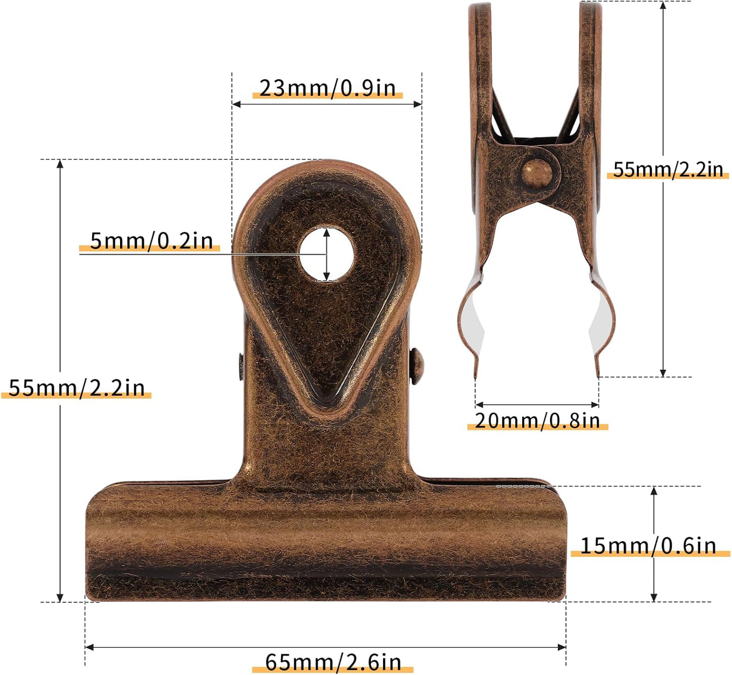 SIAMESE Bulldog Clips, 4 Pcs Binder Clips for Office & Kitchen, Multi-Purpose Binder and Food Bag Clamps for Sealing, Storage, Hanging (Red Bronze)
