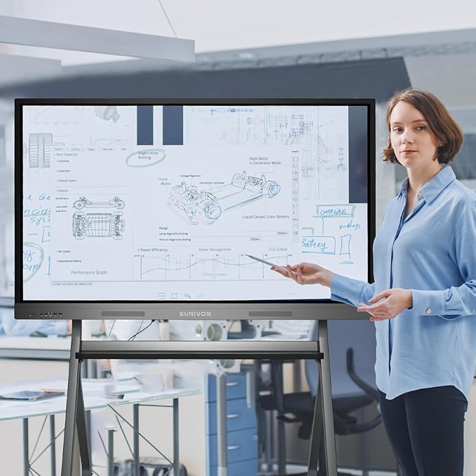 Smart Board, 55'' 4K UHD Smart Whiteboard, 8+128GB Touch Screen Electronic Whiteboard, Interactive Whiteboard for Classroom and Business (Wall Mount Included)