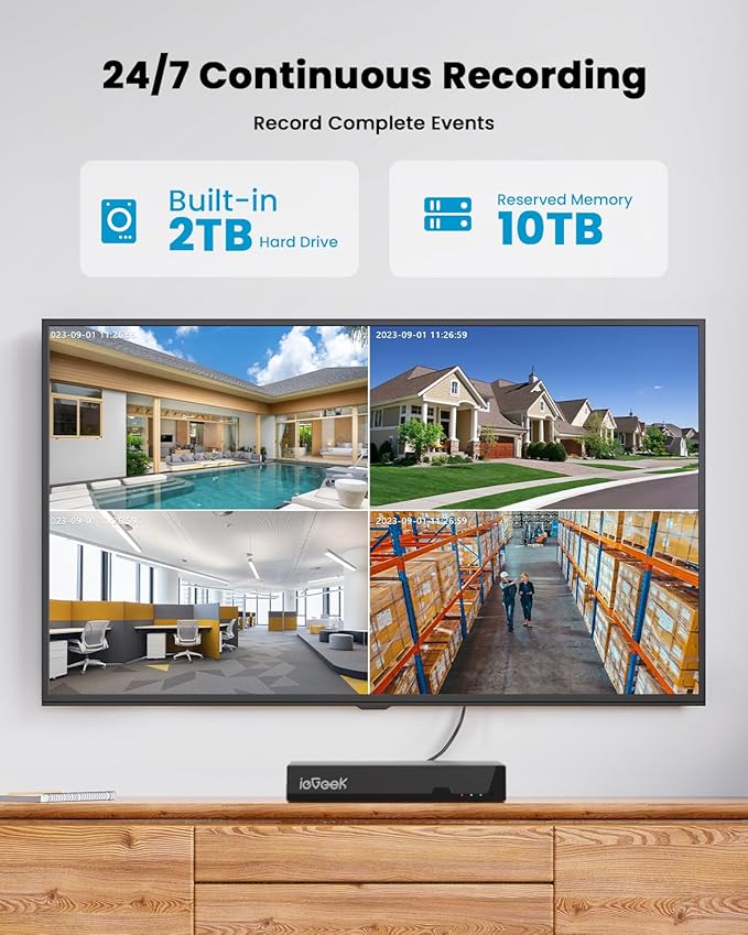 ieGeek 8MP POE Camera, Outdoor Security IP Camera with 355° Pan/90° Tilt, Wired Security Cameras for Home Surveillance, AI Detection, Auto Tracking, 2-Way Audio, Night Vision, 24/7 Recording