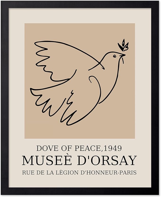 Poster Master Vintage Poster - Retro Minimalist Print - Gift for Artist, Friend - Dove Of Peace, Line Drawing, Sketch, Abstract - Wall Decor for Living Room, Bedroom, 18x24 Unframed Wall Art