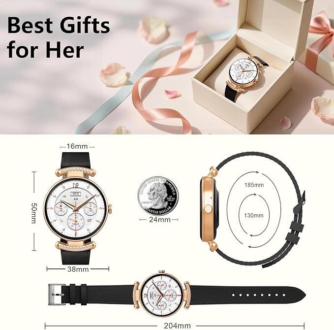 Smart Watches for Women Android IOS, 1.2'' AMOLED Ultra-Clear Screen Fitness Trackers with Bluetooth Call (Answer/Make), Smartwatch with Heart Rate,Sleep Monitor, IP68 Waterproof,100+ Sports Mode