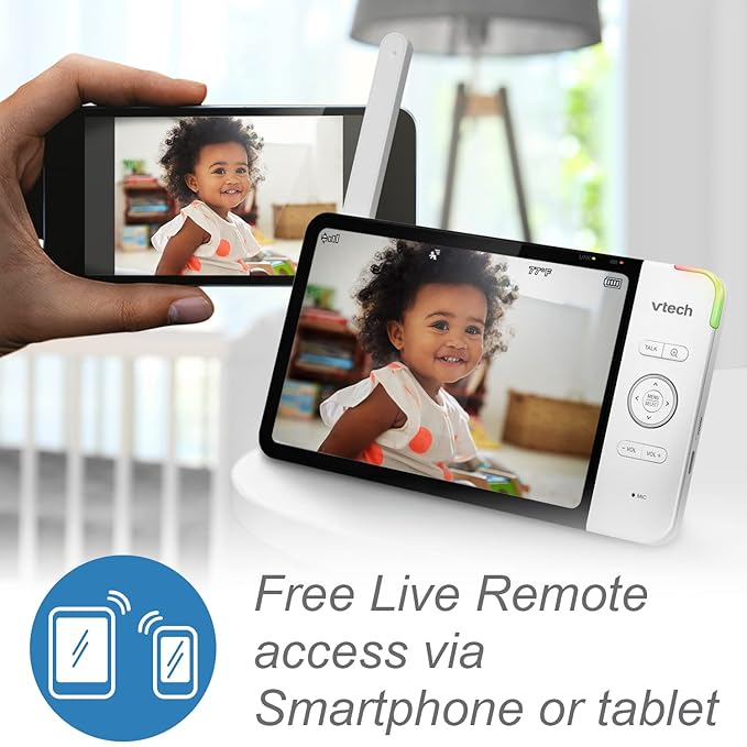 VTech RM7764-2HD Smart WiFi Baby Monitor with 2 Cameras, 1080p HD Video, 360° Pan & Tilt, 10x Zoom, 7" HD Parent Unit, Night Vision, Soothing Sounds, 2-Way Talk, Temperature & Motion Detection