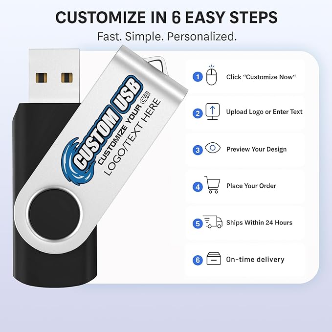 ABLAZE Custom Flash Drive 16GB 100 Pack, Personalized USB Drives Custom USB 2.0 Thumb Drives 100 Pack Memory Stick (Mixcolors)