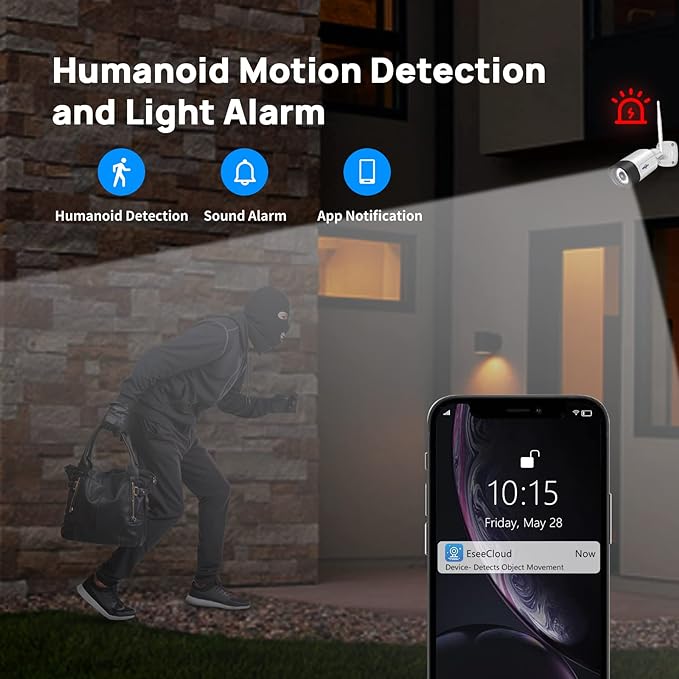 Hiseeu 2.5K 5MP WiFi Security Camera System Outdoor,Expandable 16CH 8MP NVR, 1TB HDD,Spotlight,2 Way Audio, IP66 Waterproof, Motion Alert, DC Power Plug-in, 24/7 Recording
