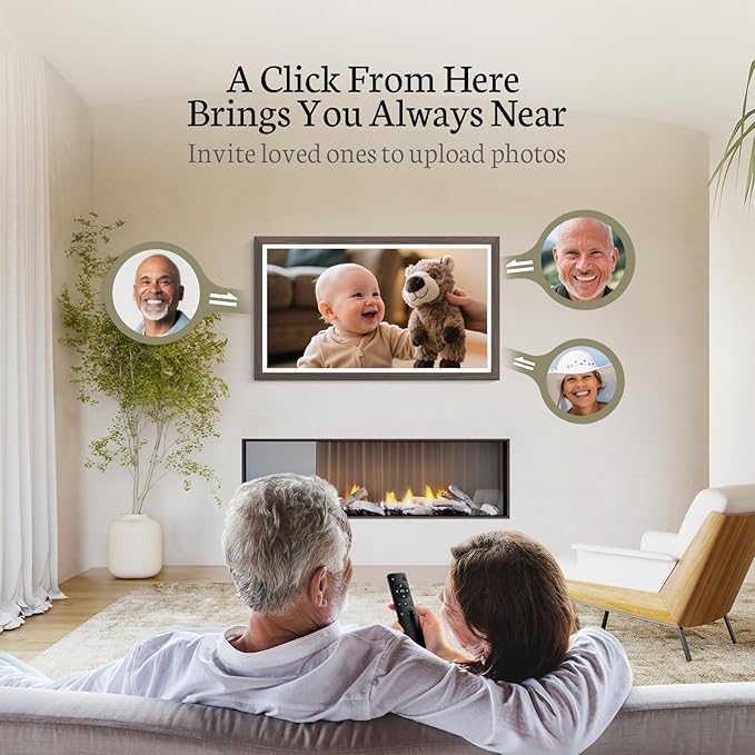 BSIMB Large Digital Picture Frame 27 Inch, 1920x1080 FHD WiFi Digital Photo Frame Electronic 32GB, Wall Mount Included, Share Pictures/Videos via App Easy Setup Gifts for Mom(Non-Touch), Dark Wood