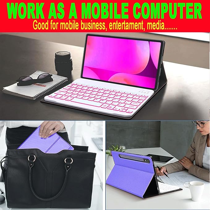 Keyboard Case for Samsung Galaxy Tab 10 FE Plus 13.1inch, S10 FE+ Smart Keyboard Case Magentic Keyboard Cover with S-Pen Holder, Purple