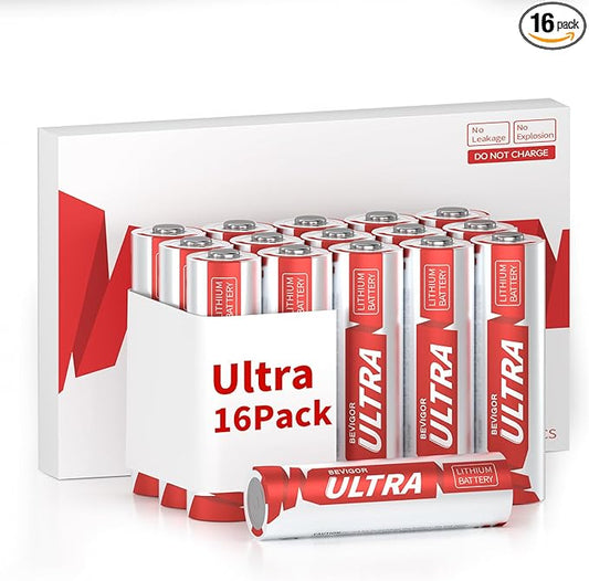 BEVIGOR AA Lithium Batteries 16Pack Ultra, 3500mAh 1.5V Double A Lithium Battery, Longer Lasting AA Batterie for Blink Smart Lock Deadbolt, Aralm System etc High-Tech Devices, Non-Rechargeable
