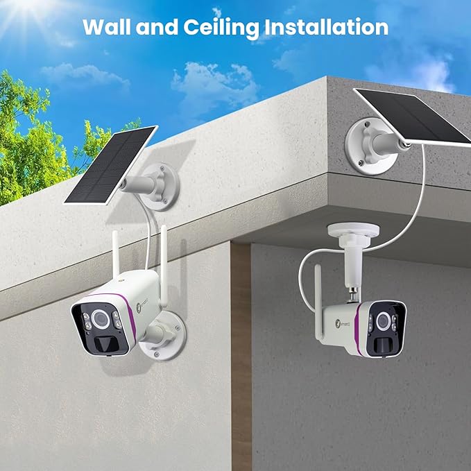 XMARTO Solar Security Cameras Wireless Outdoor, WiFi6 NVR with 64GB Micro SD Card, 10 PCs 4MP QHD Home security camera system with 10CH Expandable NVR, 120 Days Local Storage, All-Weather Solar Charge
