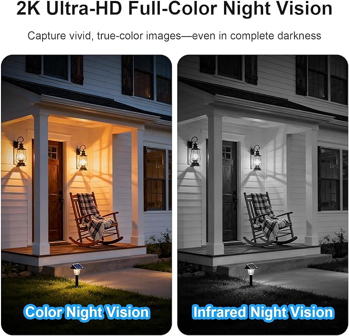 HOSAFE.COM Cameras for Home Security Outdoor, WiFi Outdoor Camera Wireless, Solar Security Cameras Wireless Outdoor, 360 PTZ, PIR Sensor, 2K HD Color Night Vision, 2-Way Talk, IP66 Waterproof