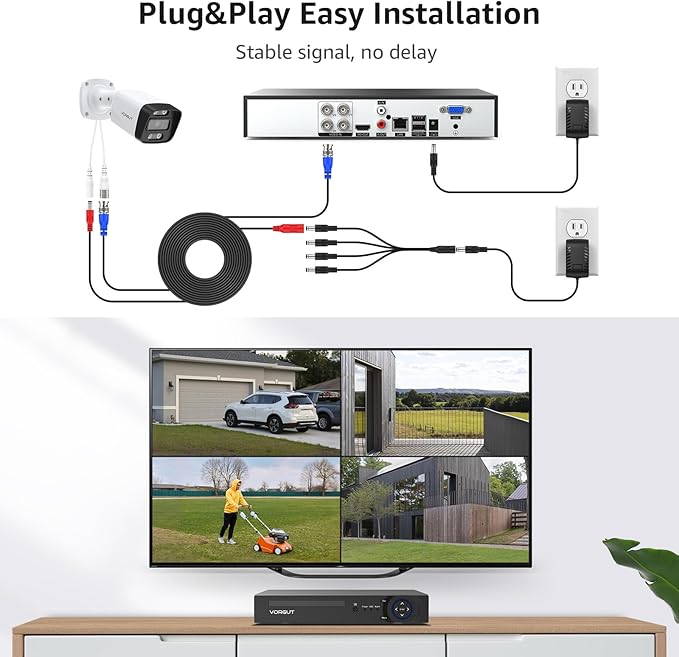 Wired Security Camera System, 4CH 5MP Lite CCTV Surveillance DVR Kit with 4 x 3MP Home AHD Security Camera for Outdoor Use, IP66 Waterproof Metal Shell,Remote Access,Smart Detection,500G HDD