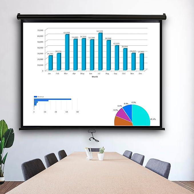 SUPER DEAL 100'' 16:10 HD Projection Screen Foldable Anti-Crease Portable Projector Movie Screen Manual Pull Down for Home Theater Presentation Education Outdoor Indoor Public Display, Black