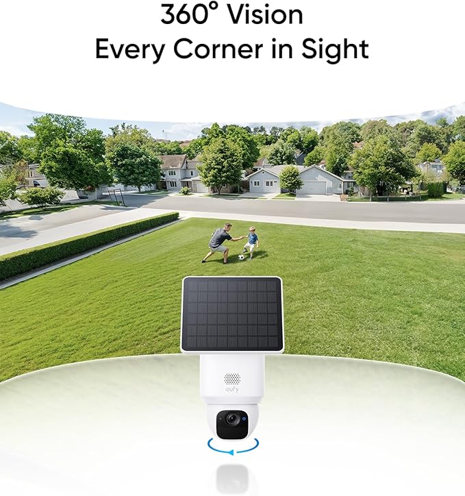 eufy Security SoloCam E30, 2 Pack, Security Cameras Wireless Outdoor, Solar Camera Outdoor Wireless, 360° Pan, AI Tracking, 2K Clarity, HomeBase S380 Compatible, No Monthly Fee (Renewed)