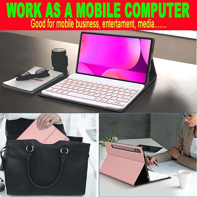 Keyboard Case for Samsung Galaxy Tab 10 FE Plus 13.1inch, S10 FE+ Smart Keyboard Case Magentic Cover with S-Pen Holder, Rose Gold