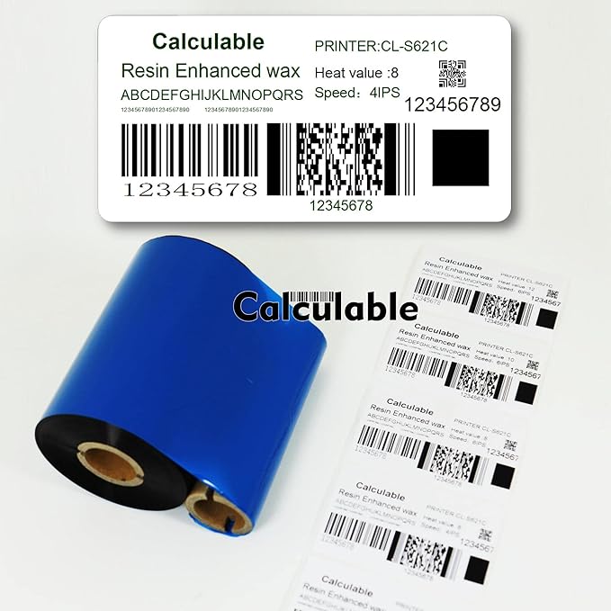 12 Count Pack 4.33" x 1476' Thermal Wax Ribbon Core 1" Enhanced Wax Resin for Zebra Desktop Printer S4M Z4M 105SE 105S 105SL 105SLPlus 160S S500 S600