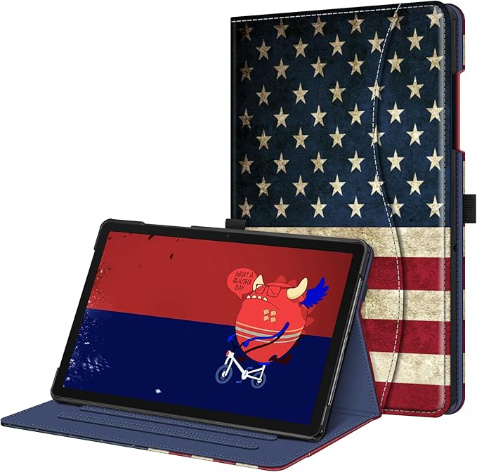 Fintie Case for Samsung Galaxy Tab A9 Plus/A9+ 5G 11 Inch 2023 Model (SM-X210/X216/X218), Multi-Angle Viewing Smart Stand Back Cover with Pocket Auto Wake/Sleep, US Flag