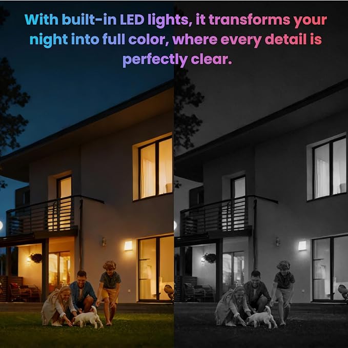 Solar Security Cameras Wireless Outdoor, Dual Lens 2K 360° View Cameras for Home Security, 2.4/5 GHz Wi-Fi, 2-Way Audio, Night Vision, Motion Detection, SD/Cloud Storage, IP65 Outdoor Camera
