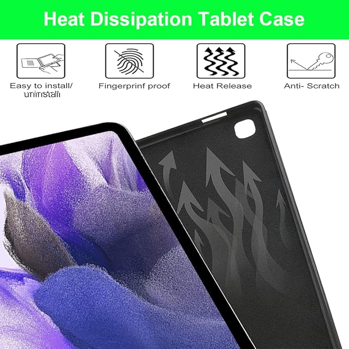 Keyboard Case for Samsung Galaxy Tab S10+ Plus/ S9FE Plus/ S9 Plus/ S9+/ S8+/S8 Plus/ S7 FE/S7 Plus/S7+ 12.4 Inch, Smart Wireless Bluetooth Keyboard Case Cover with Pen Holder(Black)