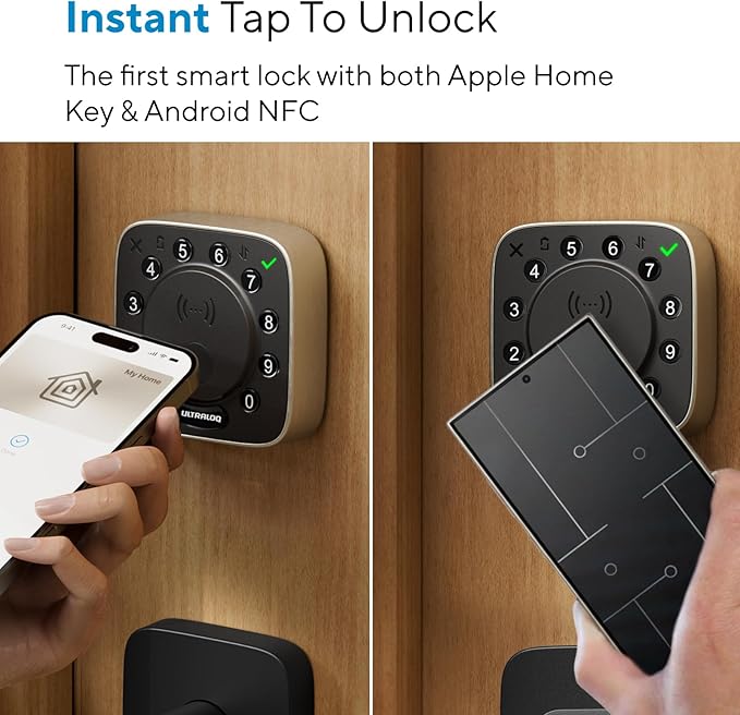 ULTRALOQ Bolt NFC, World's First Smart Lock with Apple Home Key and Android NFC Tap to Unlock, Built in Wi-Fi Deadbolt, Remote Control, Works with HomeKit, Alexa, Google, 1 Year Battery, BHMA Cert.