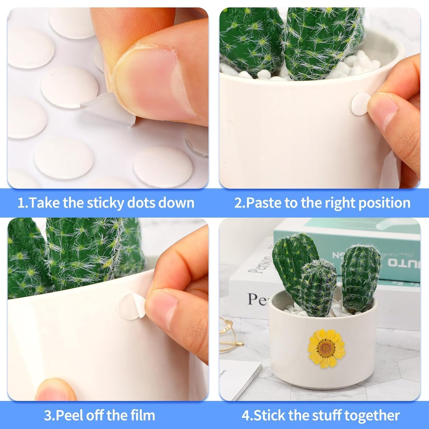 JUNEBRUSHS 350 Pieces Double Sided Sticky Dots, Sticky Tack for Wall Hanging Removable Poster Putty Clear Round Putty No Trace Adhesive Sticky Putty for Balloon Craft DIY Art Office Supplies (10 mm)