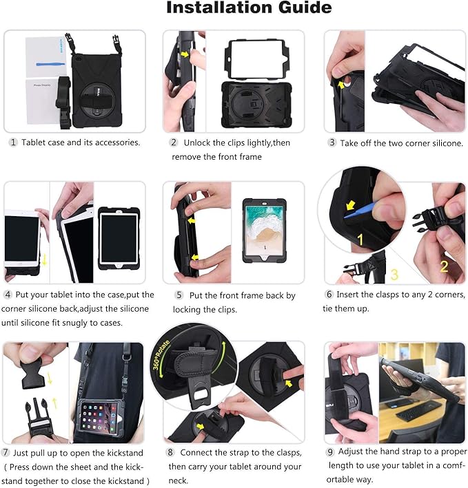 BRAECN for Samsung Galaxy Tab S5e Case 10.5 inch 2019, Heavy Duty Shockproof Case with 360 Rotating Kickstand/Hand Strap&Shoulder Strap for Galaxy Tab S5e 10.5‘’ Tablet SM-T720/SM-T725-Black