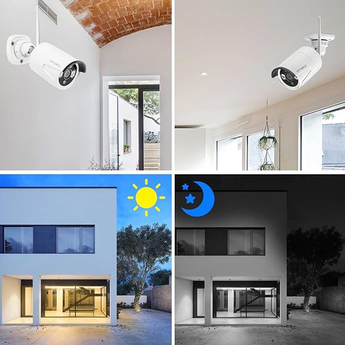 xmartO 10CH 4 Pcs Home Security Camera Kit, 2 * 2K HD Dome Camera and 2 * 2K 3MP Super HD WiFi Home Security Camera, 2-Way Audio, Night Vision, 24/7 Surveillance Camera, No Monthly Fee