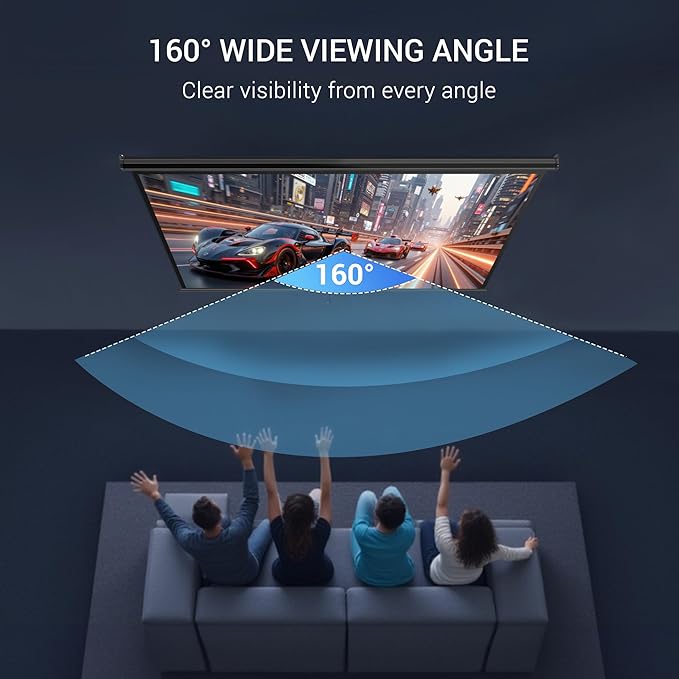 ZENY Portable Projector Screen Pull Down, 72 Inch 4:3 Video Projection Screen Home Theater, Retractable Projector Screen, Moive Screen Indoor Outdoor, Wall Mount (72'' 4:3 Black)