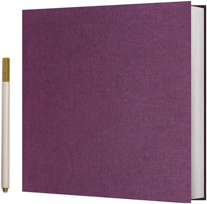 Vienrose Photo Album Self Adhesive 4x6 5x7 3x5 8x10 10x12 Scrapbook Album DIY Scrap Book with A Metallic Pen (13"x12.6" 60 Pages, Purple)