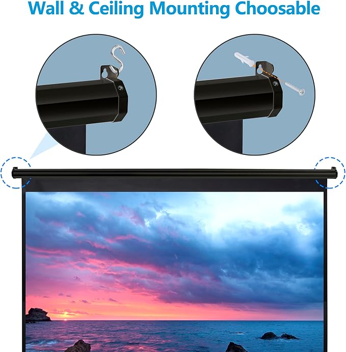 SUPER DEAL 80'' 16:9 HD Projection Screen Foldable Anti-Crease Portable Projector Movie Screen Manual Pull Down for Home Theater Presentation Education Outdoor Indoor Public Display, Black