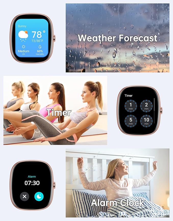HUAKUA Smart Watches for Women Men (Answer/Make Calls), 1,85" HD Smart Watch for iPhone/Android Phones, Fitness Tracker with 100+ Sport Heart Rate/Sleep Monitor Pedometer Waterproof (Starlight Gold)