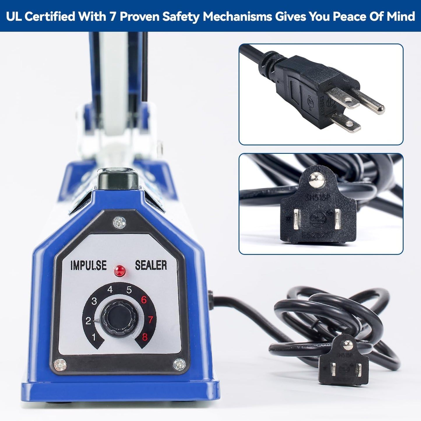 Sealer Pro - 8 inch Impulse Heat Sealer - 2mm Sealing Width - Manual Heat Sealer Machine for All Bags - Most Heavy Duty for Strong, Secure Sealing for Long Term Food Storage, Deep Blue