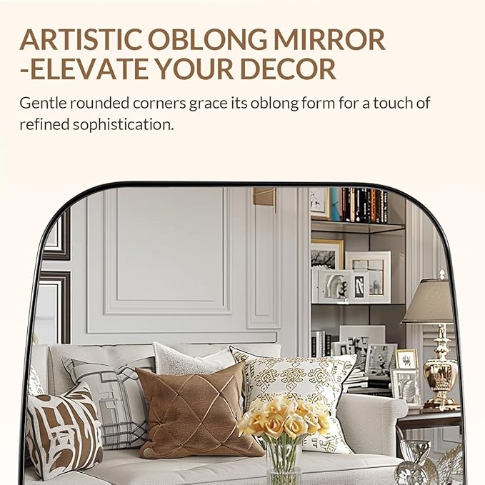 ANDY STAR Oval Mirror for Bathroom, 20x30 Polished Chrome Oblong Bathroom Mirror for Vanity with Stainless Steel Metal Frame, Modern Anti Rust Wall Mounted