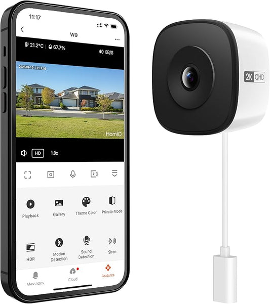 Window Security Camera 3MP 2K, Indoor WiFi Cameras 2.4GHz/5GHz with Colorvue AI Color Night Vision, Person Detection with Auto-Focus, 24/7 Recording Compatible with Alexa & Google Home