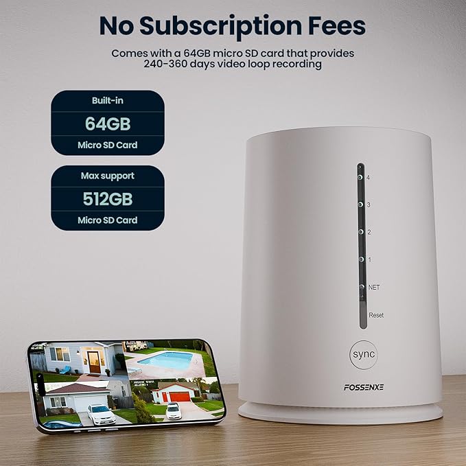 4MP Security Cameras Wireless Outdoor, No Subscription, Solar-Powered Home Security Camera System with 360° Pan Tilt, Color Night Vision, 64GB Local Storage, 5G & 2.4G WiFi, Easy Setup