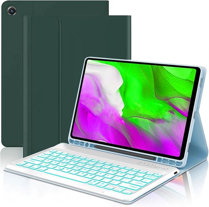 Keyboard case for Samsung Galaxy Tab A11 Plus / A9 Plus 11 inch, Bluetooth Backlit A9+ Keyboard Case with S Pen Holder for A11+ 11", Green