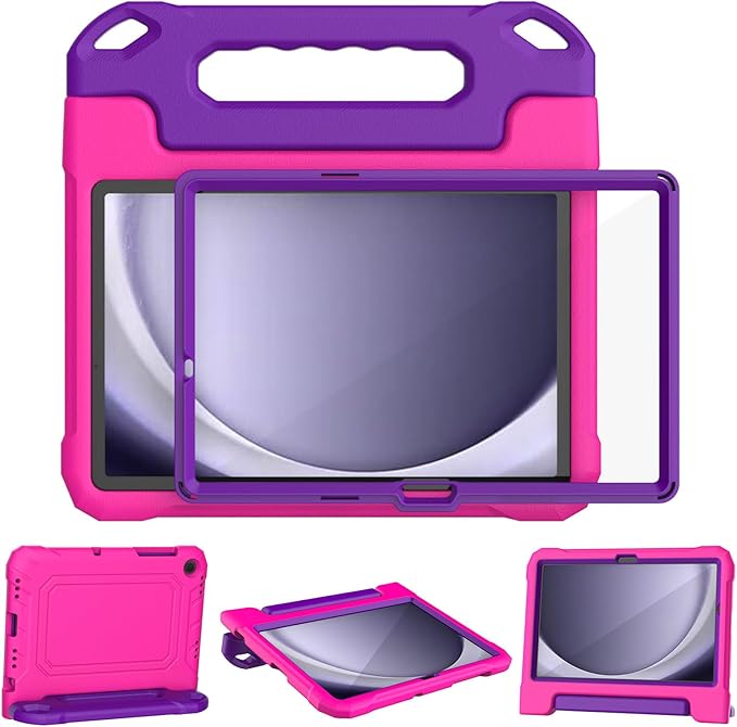 YIHE Kids Case for Samsung Galaxy Tab A11 Plus 2025 & A9 Plus 2023 11 Inch, Shockproof Handle Stand Cover with Built-in Screen Protector, Pink&Purple