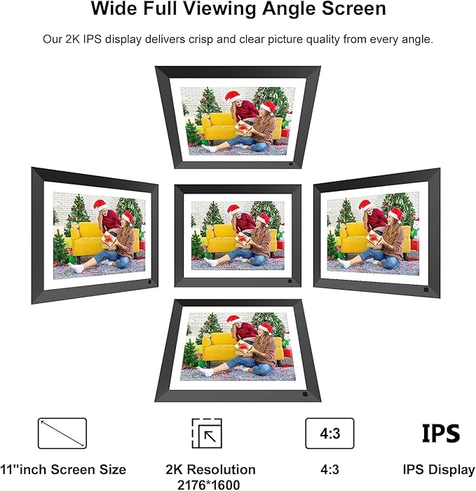 11-inch WiFi Digital Picture Frame - 2K FULLJA Digital Photo Frame 32GB with IPS Touch Screen, Motion Sensor, Email Photos from Anywhere, Instantly Share via App, Gifts for Christmas Festivals