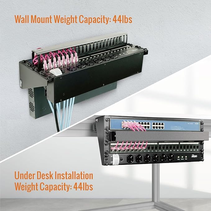 Tecmojo 3U Vertical Wall Mount Rack and Bracket for 19" Rack Mount Network and Server Equipment