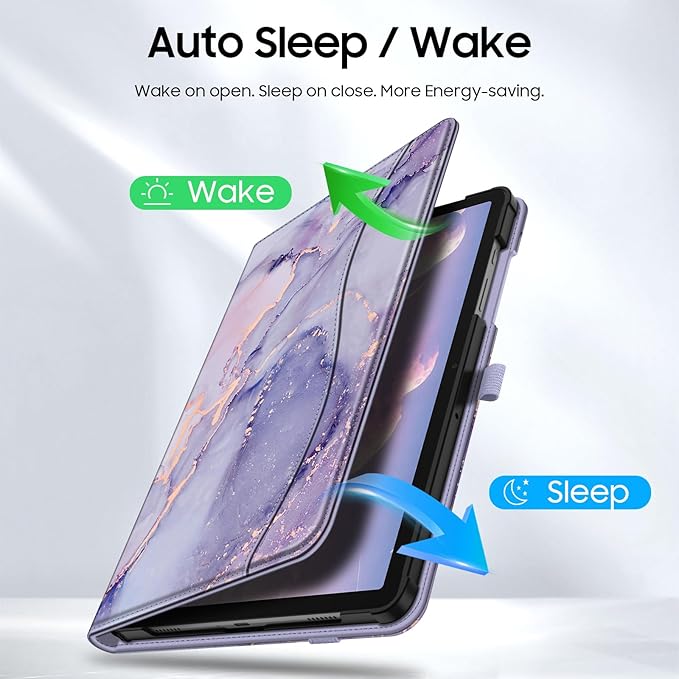 Fintie Case for Samsung Galaxy Tab A9 Plus/A9+ 5G 11 Inch 2023 Model (SM-X210/X216/X218), Multi-Angle Viewing Smart Stand Back Cover with Pocket Auto Wake/Sleep, Lilac Marble